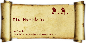 Miu Marián névjegykártya